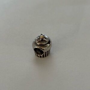 Pandora Silver and Gold Cupcake Charm Bead